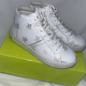 Versace Jeans White High Top Sneakers Sz 9 White Logo Sneakers